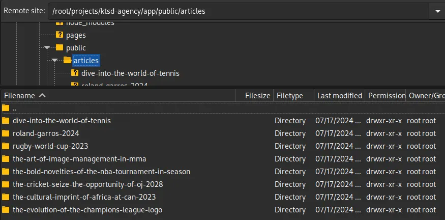 Tous les dossiers des images des articles