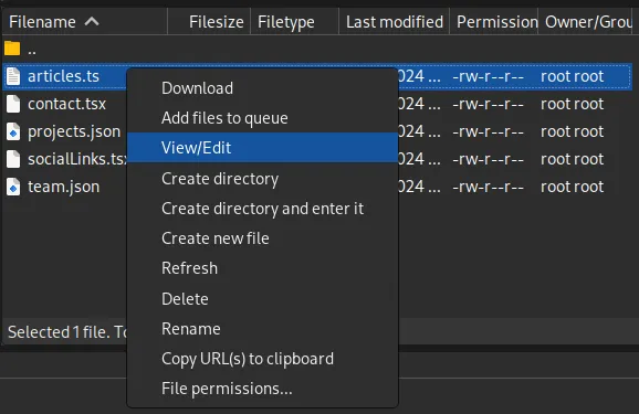 Consulter/Modifier un fichier avec Filezilla